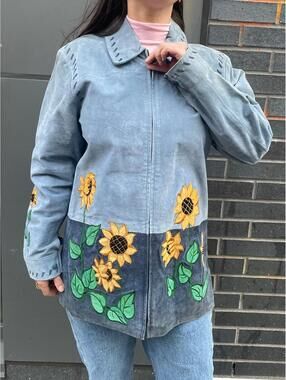 Blue Suede Sunflower Jacket